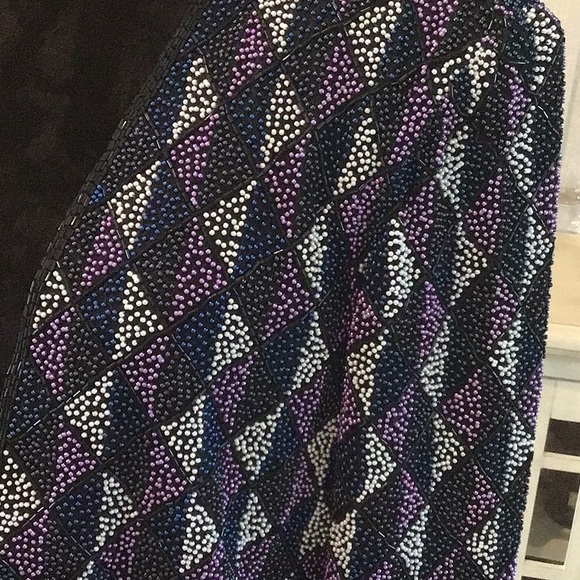 Nipon Night vintage beaded jacket, black/blue/white/purple, XL, NWT - Picture 7 of 14